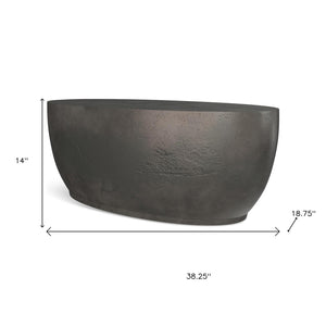 HomeRoots 38" Graphite Oval Coffee Table - Modern Aluminum Design, Fully Assembled, Perfect for Any Space! 640316