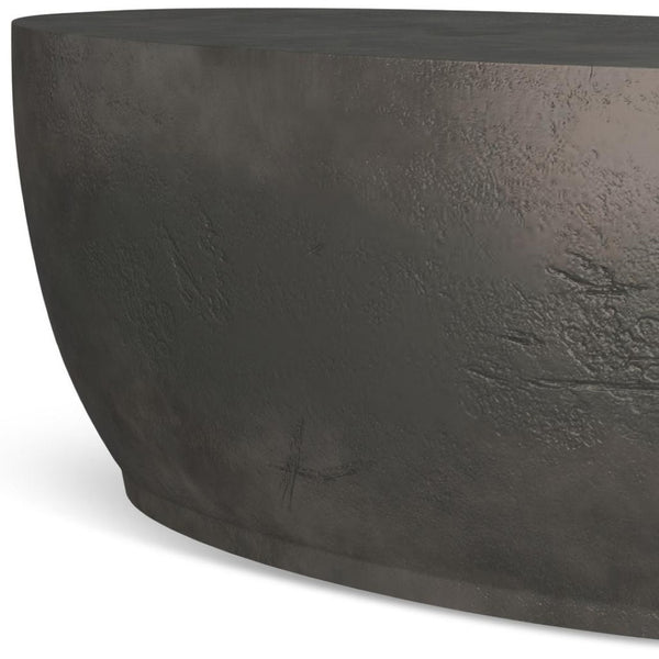 HomeRoots 38" Graphite Oval Coffee Table - Modern Aluminum Design, Fully Assembled, Perfect for Any Space! 640316