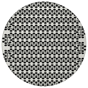 HomeRoots 8' Stylish Ivory and Black Round Geometric Washable Area Rug for Indoor and Outdoor Use, Durable 640317