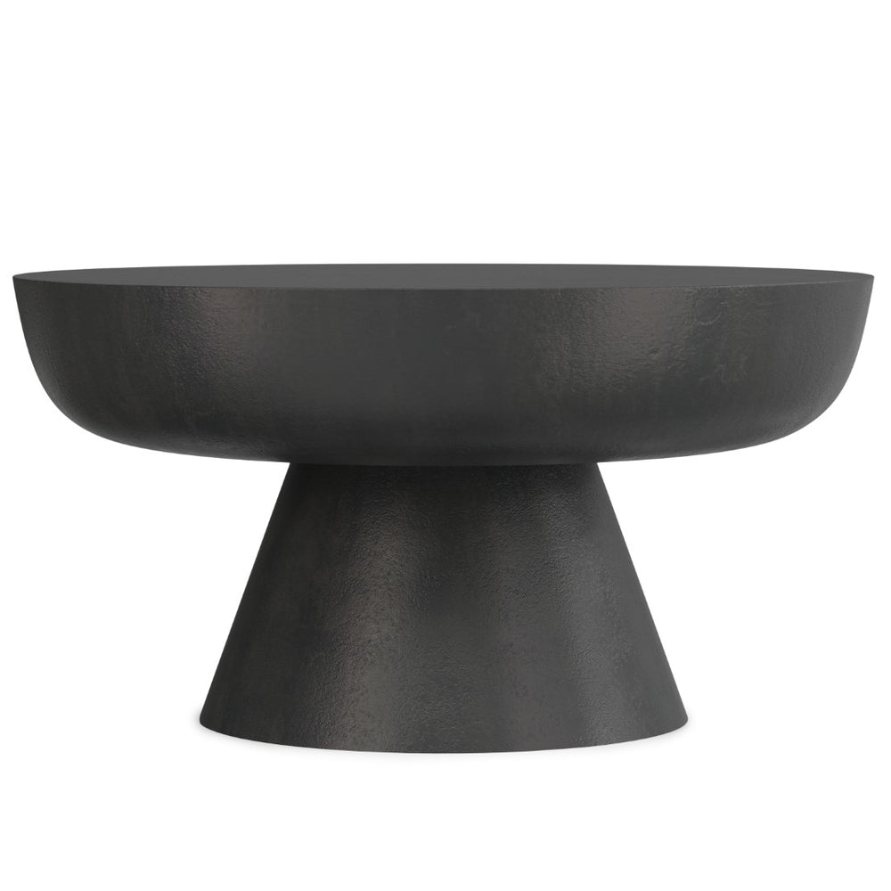 HomeRoots 30" Black Aluminum Round Coffee Table - Modern Minimalist Design for Versatile Living Spaces and Style 640318