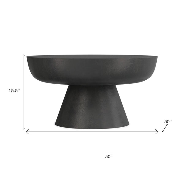 HomeRoots 30" Black Aluminum Round Coffee Table - Modern Minimalist Design for Versatile Living Spaces and Style 640318