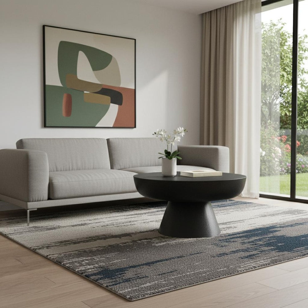 HomeRoots 30" Black Aluminum Round Coffee Table - Modern Minimalist Design for Versatile Living Spaces and Style 640318