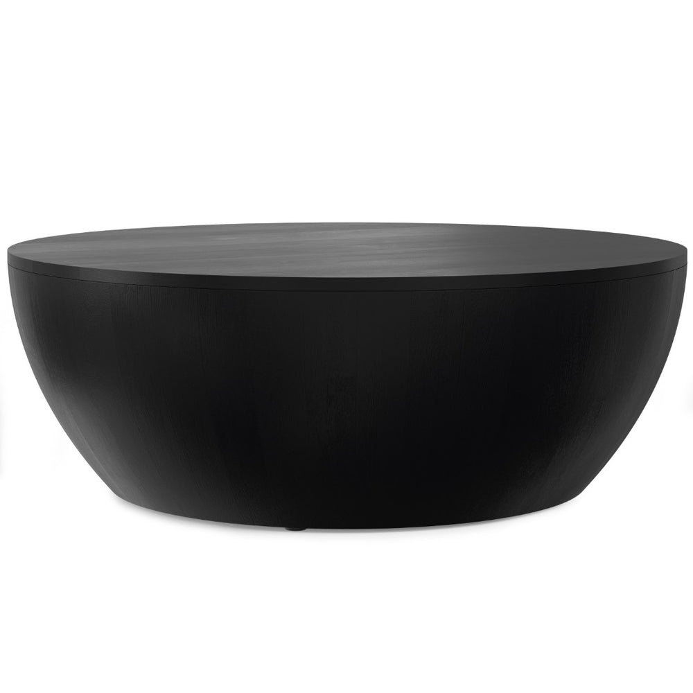 HomeRoots 34" Black Solid Wood Round Coffee Table - Stylish, Durable Centerpiece for Modern Living Spaces 640320