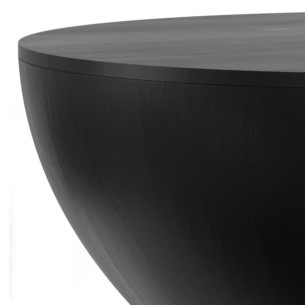 HomeRoots 34" Black Solid Wood Round Coffee Table - Stylish, Durable Centerpiece for Modern Living Spaces 640320