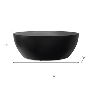 HomeRoots 34" Black Solid Wood Round Coffee Table - Stylish, Durable Centerpiece for Modern Living Spaces 640320