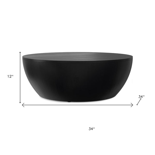 HomeRoots 34" Black Solid Wood Round Coffee Table - Stylish, Durable Centerpiece for Modern Living Spaces 640320