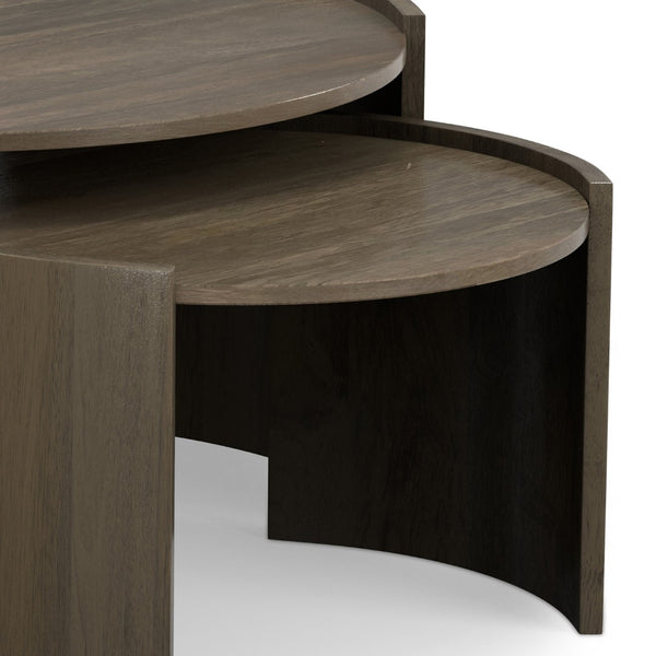 HomeRoots 32" Gray Round Solid Wood Coffee Table - Modern Design, Durable, Versatile for Any Living Space 640322