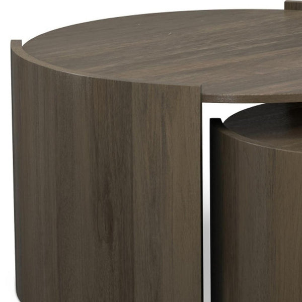 HomeRoots 32" Gray Round Solid Wood Coffee Table - Modern Design, Durable, Versatile for Any Living Space 640322
