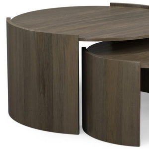 HomeRoots 32" Gray Round Solid Wood Coffee Table - Modern Design, Durable, Versatile for Any Living Space 640322