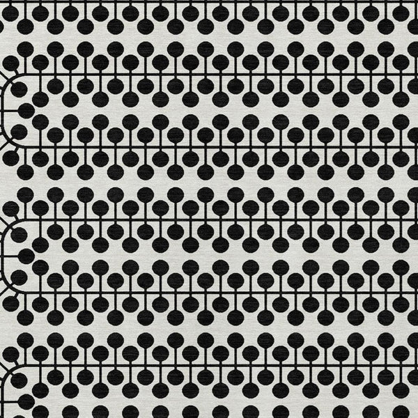 HomeRoots 10' Modern Ivory & Black Geometric Area Rug - Durable, Washable for Indoor/Outdoor Use, Easy Care! 640323