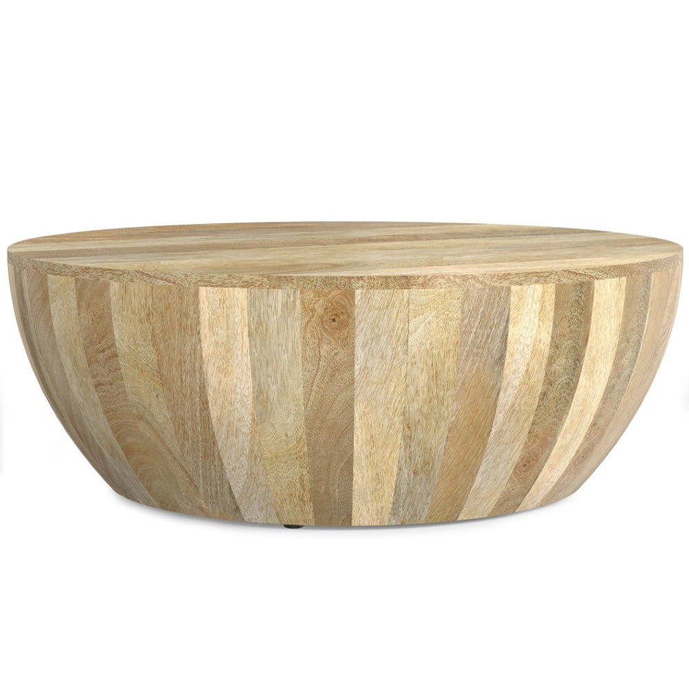 HomeRoots 34" Natural Solid Wood Round Coffee Table – Durable Mango Wood, Versatile Design for Any Space 640324