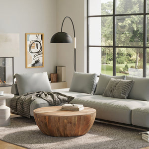 HomeRoots 34" Natural Solid Wood Round Coffee Table – Durable Mango Wood, Versatile Design for Any Space 640324