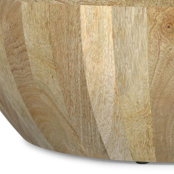 HomeRoots 34" Natural Solid Wood Round Coffee Table – Durable Mango Wood, Versatile Design for Any Space 640324