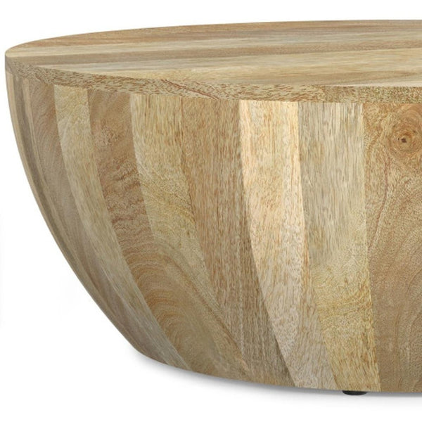 HomeRoots 34" Natural Solid Wood Round Coffee Table – Durable Mango Wood, Versatile Design for Any Space 640324