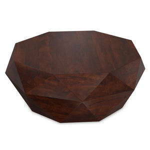 HomeRoots 35" Brown Free-Form Solid Wood Coffee Table – Organic Modern Design for Living Rooms & Offices 640326