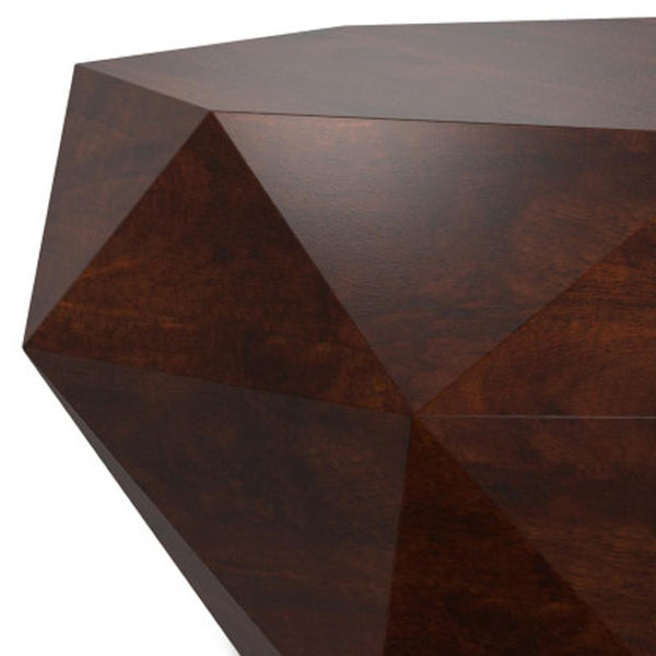 HomeRoots 35" Brown Free-Form Solid Wood Coffee Table – Organic Modern Design for Living Rooms & Offices 640326