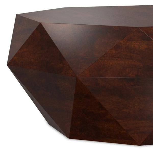 HomeRoots 35" Brown Free-Form Solid Wood Coffee Table – Organic Modern Design for Living Rooms & Offices 640326