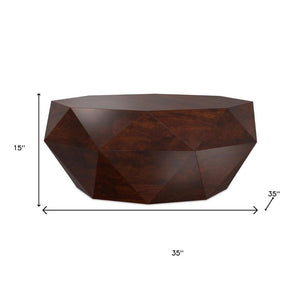 HomeRoots 35" Brown Free-Form Solid Wood Coffee Table – Organic Modern Design for Living Rooms & Offices 640326