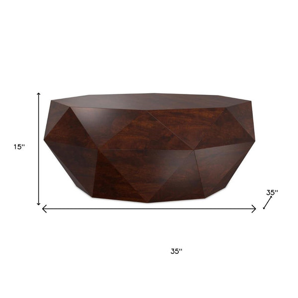 HomeRoots 35" Brown Free-Form Solid Wood Coffee Table – Organic Modern Design for Living Rooms & Offices 640326