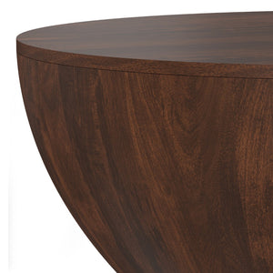 HomeRoots 34" Brown Solid Wood Round Coffee Table - Modern, Durable Design for Living Room & Bedroom Use 640328