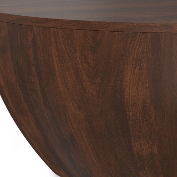 HomeRoots 34" Brown Solid Wood Round Coffee Table - Modern, Durable Design for Living Room & Bedroom Use 640328