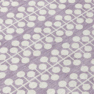 HomeRoots 8' Stylish Lavender and Ivory Round Geometric Rug – Washable, Durable for Indoor or Outdoor Use 640329