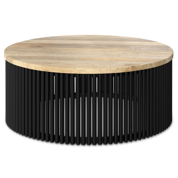 HomeRoots 35" Black Round Solid Wood Coffee Table - Timeless Elegance, Versatile Design for Any Space 640330