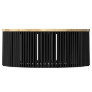 HomeRoots 35" Black Round Solid Wood Coffee Table - Timeless Elegance, Versatile Design for Any Space 640330