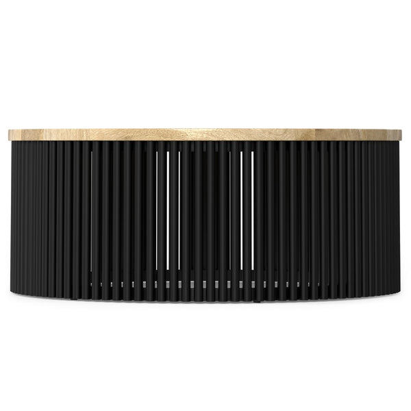 HomeRoots 35" Black Round Solid Wood Coffee Table - Timeless Elegance, Versatile Design for Any Space 640330