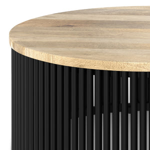 HomeRoots 35" Black Round Solid Wood Coffee Table - Timeless Elegance, Versatile Design for Any Space 640330