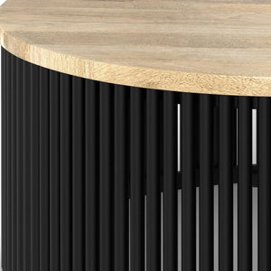 HomeRoots 35" Black Round Solid Wood Coffee Table - Timeless Elegance, Versatile Design for Any Space 640330