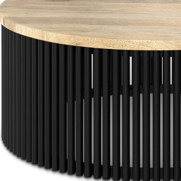 HomeRoots 35" Black Round Solid Wood Coffee Table - Timeless Elegance, Versatile Design for Any Space 640330
