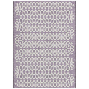 HomeRoots 8' X 10' Stylish Lavender & Ivory Geometric Area Rug - Washable for Indoor/Outdoor Durability & Ease 640331