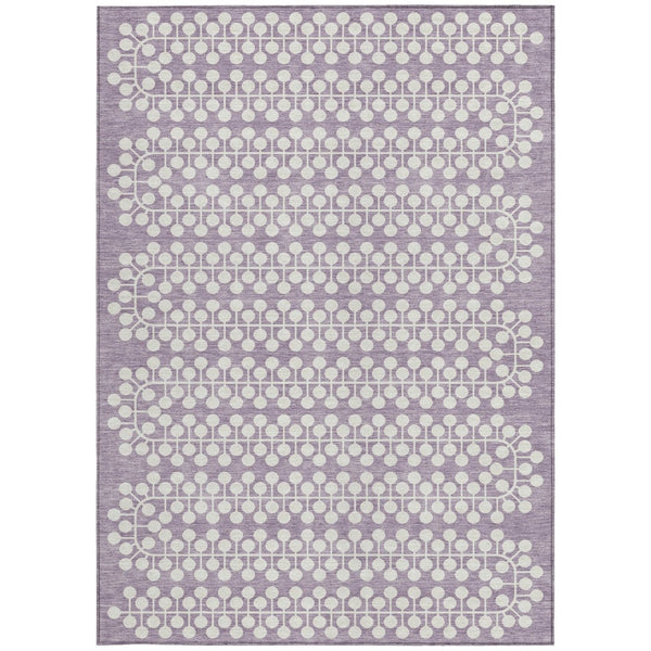 HomeRoots 8' X 10' Stylish Lavender & Ivory Geometric Area Rug - Washable for Indoor/Outdoor Durability & Ease 640331