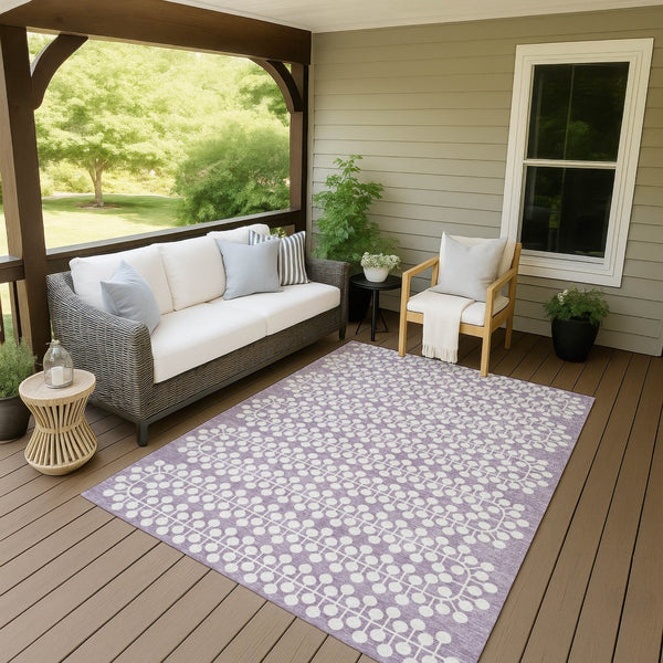 HomeRoots 8' X 10' Stylish Lavender & Ivory Geometric Area Rug - Washable for Indoor/Outdoor Durability & Ease 640331