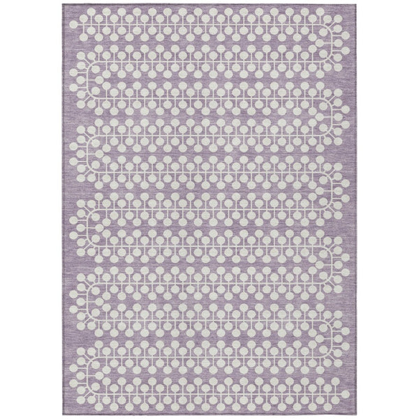 HomeRoots 8' X 10' Stylish Lavender & Ivory Geometric Area Rug - Washable for Indoor/Outdoor Durability & Ease 640331
