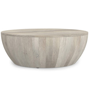 HomeRoots 34" White Solid Wood Round Coffee Table - Modern, Versatile Design for Living Rooms & Offices 640332