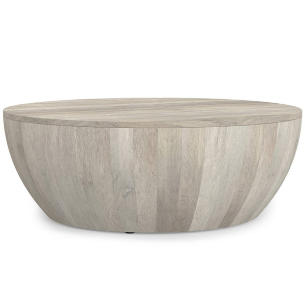 HomeRoots 34" White Solid Wood Round Coffee Table - Modern, Versatile Design for Living Rooms & Offices 640332