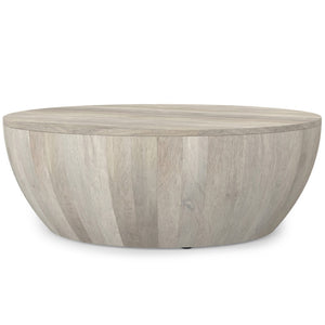 HomeRoots 34" White Solid Wood Round Coffee Table - Modern, Versatile Design for Living Rooms & Offices 640332
