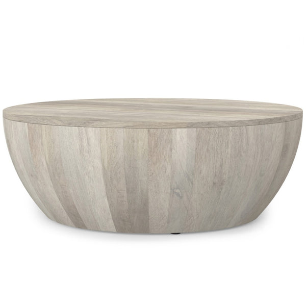 HomeRoots 34" White Solid Wood Round Coffee Table - Modern, Versatile Design for Living Rooms & Offices 640332
