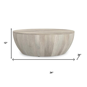 HomeRoots 34" White Solid Wood Round Coffee Table - Modern, Versatile Design for Living Rooms & Offices 640332