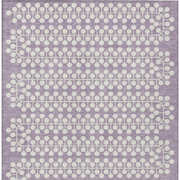 HomeRoots 9' X 12' Modern Lavender & Ivory Geometric Washable Area Rug - Durable, Stylish for Indoor & Outdoor Use 640333