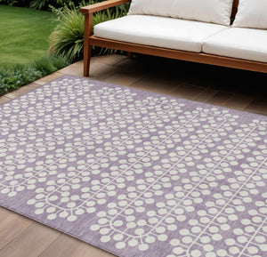 HomeRoots 9' X 12' Modern Lavender & Ivory Geometric Washable Area Rug - Durable, Stylish for Indoor & Outdoor Use 640333