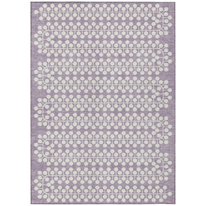 HomeRoots 9' X 12' Modern Lavender & Ivory Geometric Washable Area Rug - Durable, Stylish for Indoor & Outdoor Use 640333