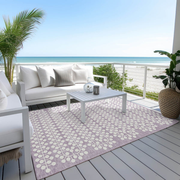HomeRoots 9' X 12' Modern Lavender & Ivory Geometric Washable Area Rug - Durable, Stylish for Indoor & Outdoor Use 640333