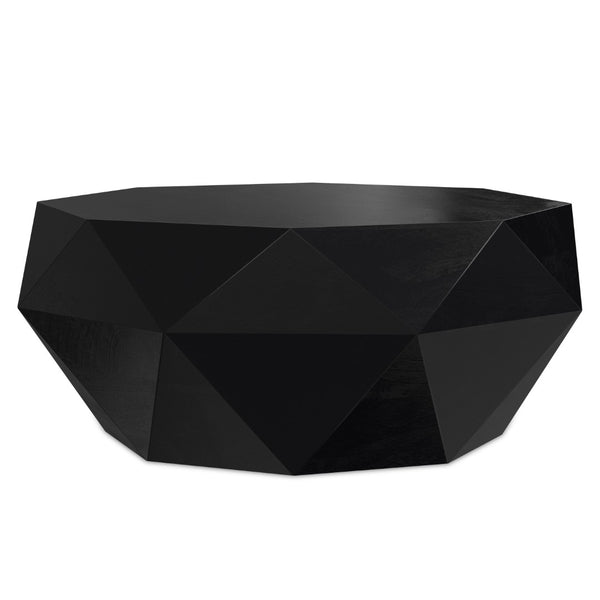 HomeRoots 35" Black Solid Acacia Wood Free Form Coffee Table - Modern Sculptural Design for Any Space 640334