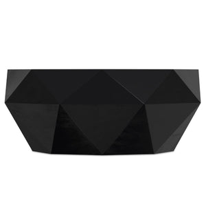 HomeRoots 35" Black Solid Acacia Wood Free Form Coffee Table - Modern Sculptural Design for Any Space 640334