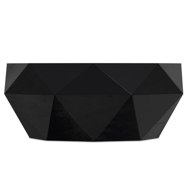 HomeRoots 35" Black Solid Acacia Wood Free Form Coffee Table - Modern Sculptural Design for Any Space 640334