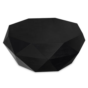 HomeRoots 35" Black Solid Acacia Wood Free Form Coffee Table - Modern Sculptural Design for Any Space 640334