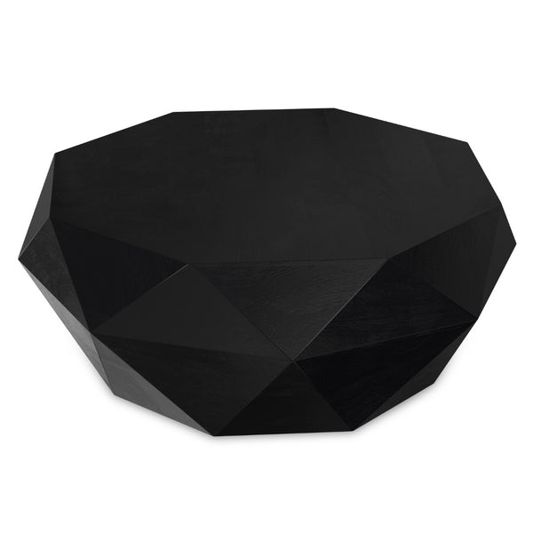 HomeRoots 35" Black Solid Acacia Wood Free Form Coffee Table - Modern Sculptural Design for Any Space 640334
